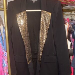 Badgley Mischka black and gold blazer